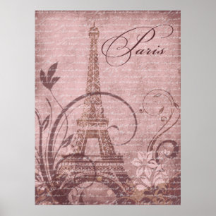 Fleur de Paris Eiffel Torn 30"x40" rosa Poster