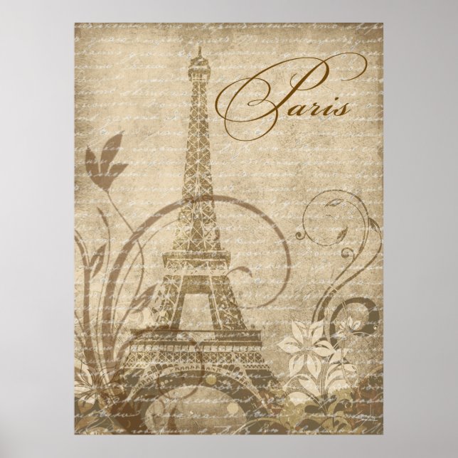 Fleur de Paris Eiffel Torn 30"x40" sand Poster (Framsidan)
