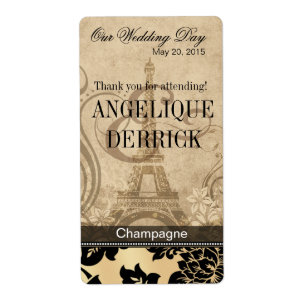 Fleur de Paris Eiffel Torn Märkning av sand Vin Fraktsedel