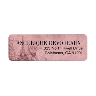Fleur de Paris Eiffel Torn ROSA Returadress Etikett