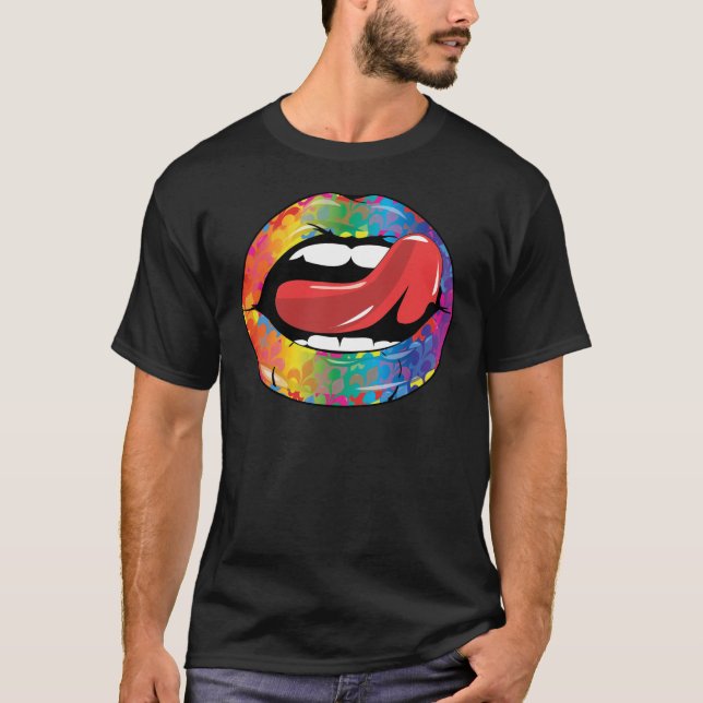 Fleur De Regnbåge Slicka läppar Tee Shirt (Framsida)