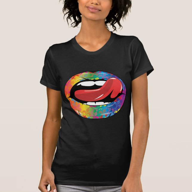 Fleur De Regnbåge Slicka läppar Tee Shirt (Framsida)