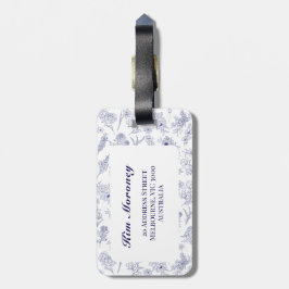 Fleur de Saison Blå och Vit Resväskemärke Bagagebricka