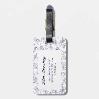 Fleur de Saison Blå och Vit Resväskemärke Bagagebricka