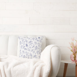 Fleur de saison Blue and White Floral Cushion Kudde