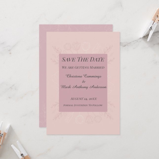 Fleur de Satin Wedding Save The Date Announcement Inbjudningar (Fram/Back In Situ)
