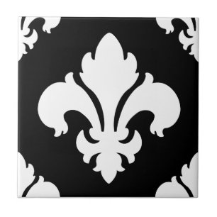 Fleur De svartvita Lis 2 Kakelplatta