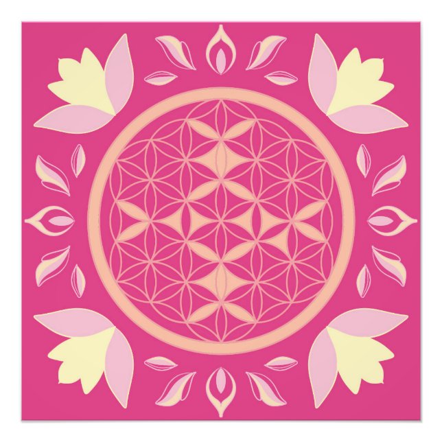 fleur de vie rose fototryck (Framsidan)