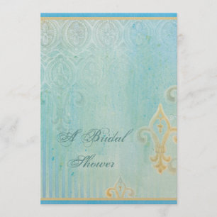 Fleur di Lys Damask 2 Blue - Bröllopsinbjudning Inbjudningar