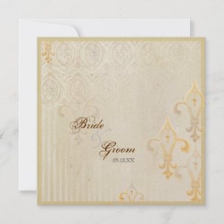 Fleur di Lys Damask 2 Cream bröllopsinbjudan Inbjudningar