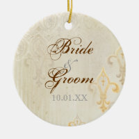 Fleur di Lys Damask 2 Cream - Ornament Bröllop