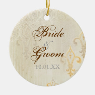 Fleur di Lys Damask 2 Cream - Ornament Bröllop