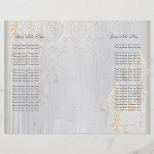Fleur di Lys Damask 2 Grått bröllopsinbjudan