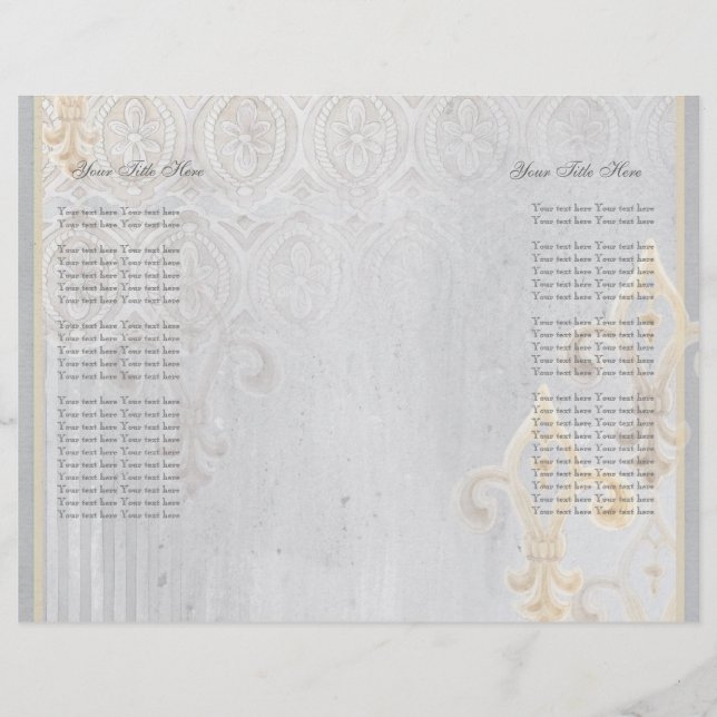 Fleur di Lys Damask 2 Grått bröllopsinbjudan (Framsida)