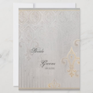 Fleur di Lys Damask 2 Grått bröllopsinbjudan Inbjudningar