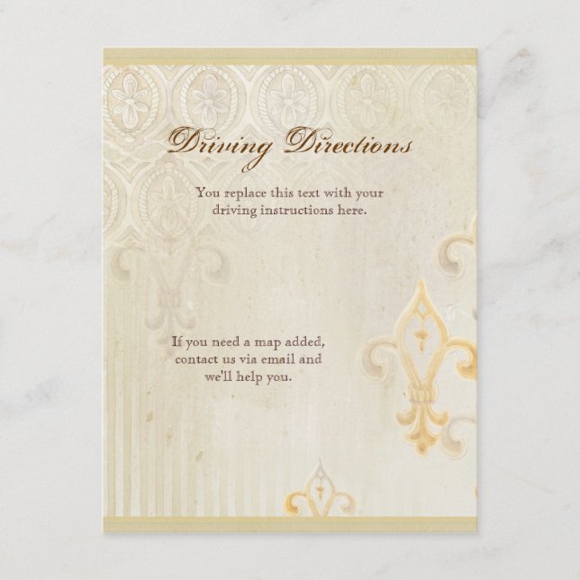 Fleur di Lys Damask 2 - Hotellkartor Tilläggskort (Framsida)