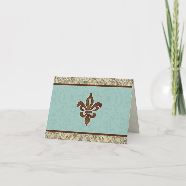 Fleur di Lys Damask Correspondence Note-kort Tack Kort (Framsida)
