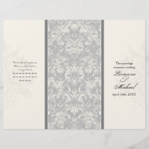 Fleur di Lys Damask - Grått Formal Bröllopsprogram