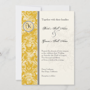 Fleur di Lys Damask - inbjudan till bröllopsbröllo