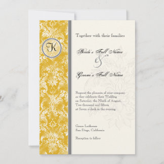 Fleur di Lys Damask - inbjudan till bröllopsbröllo