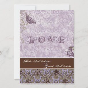 Fleur di Lys Damask - inbjudan till Lila Wedding
