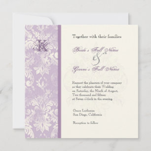 Fleur di Lys Damask - inbjudan till Lilac bröllop