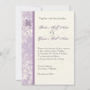 Fleur di Lys Damask - inbjudan till Lilac bröllop