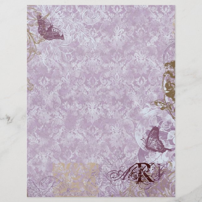 Fleur di Lys Damask - Mönstrade scrapbookssidor (Framsida)