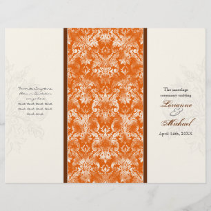 Fleur di Lys Damask Orange Formell Bröllopsprogram