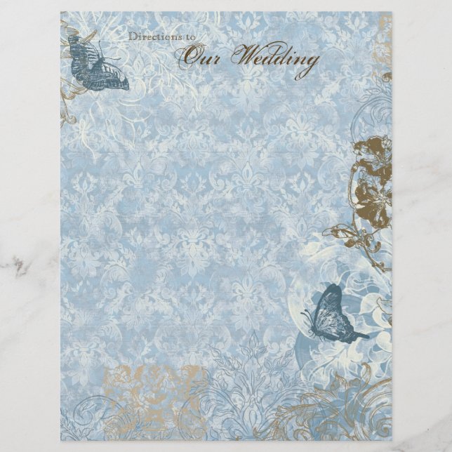 Fleur di Lys Damask - Stationery Bröllop (Framsida)