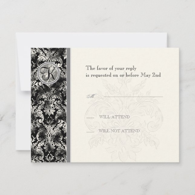 Fleur di Lys Damask - svarskort för svart OSA (Framsida)