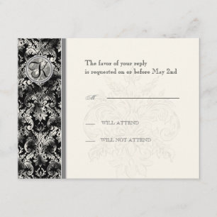 Fleur di Lys Damask - svarskort för svart OSA Kort