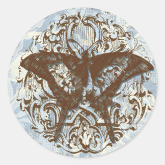 Fleur di Lys Damask vs. 2 - Bröllop Sticker Seal Runt Klistermärke