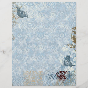 Fleur di Lys Damask vs. 2 - Monogrammad Stationery