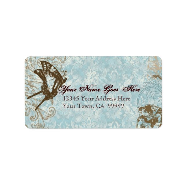 Fleur di Lys Damask Wedding Mailing Shipping Label Adressetikett (Framsidan)