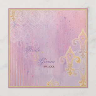 Fleur di Lys Damast 2 Lila Lavendel Inbjudan