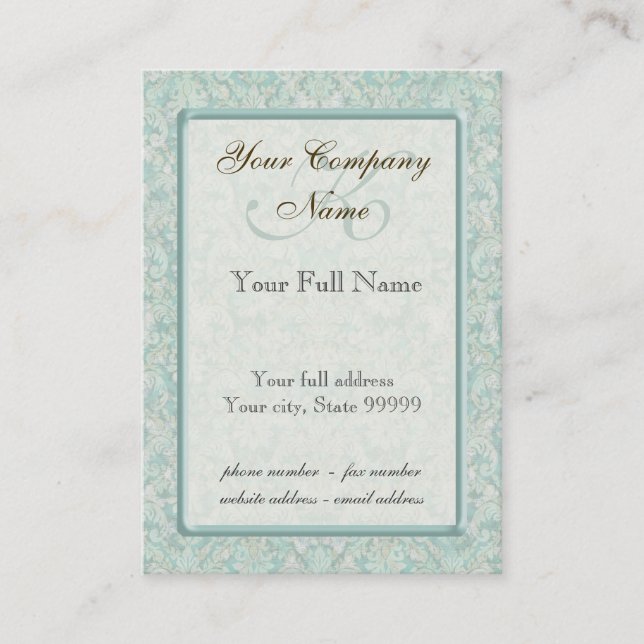 Fleur di Lys Damast blått & bruntvisitkortar Visitkort (Framsida)