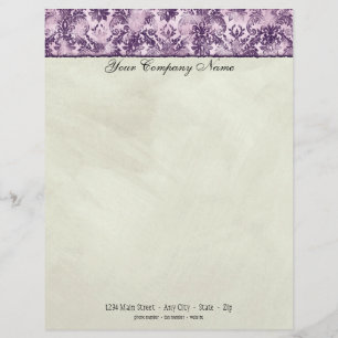 Fleur di Lys Damast lilabrevpapper Brevhuvud