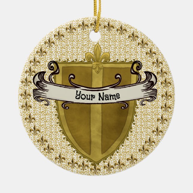 Fleur Familjevapen Efternamn Julgransprydnad Keramik (Framsidan)