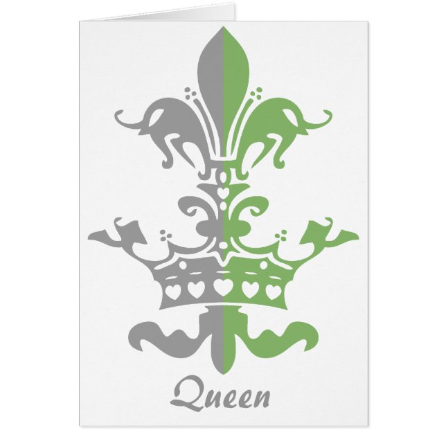 Fleur hjärtakrona - grönt hälsningskort (Framsidan)