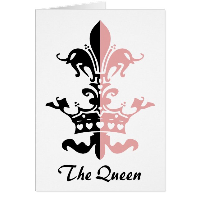 Fleur hjärtakrona - rosa hälsningskort (Framsidan)