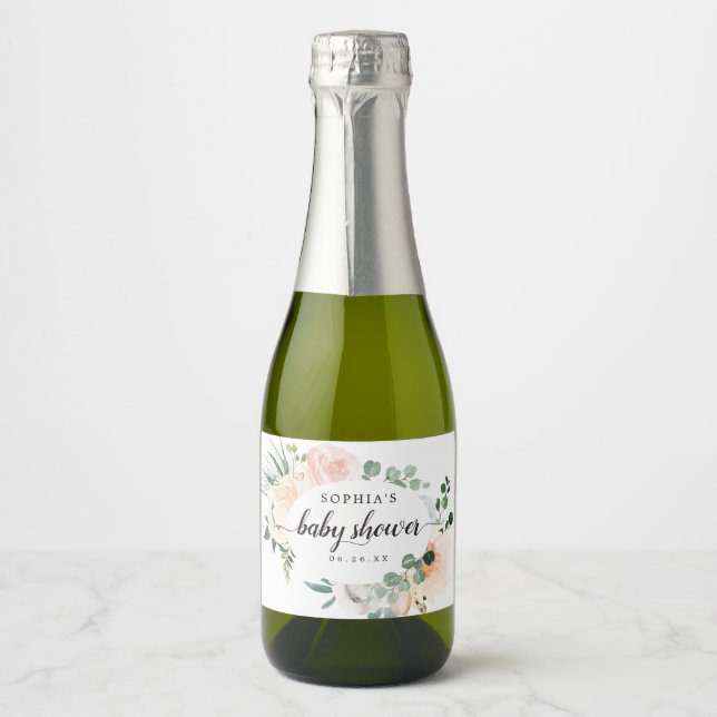 Fleur Jolie Baby Shower Sparkling Vin etiketter (Framsida)