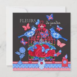 Fleur Porcelain Birds and Birdcage Card Julkort