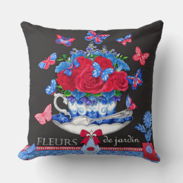 Fleur Porcelain Kopp och Flowers Dekorativ kudde