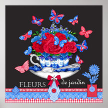 Fleur Porcelain Kopp och Flowers Poster