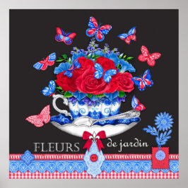 Fleur Porcelain Kopp och Flowers Poster