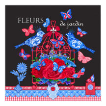 Fleur Porslinsfåglar och Fågelbur Poster 16 x 16