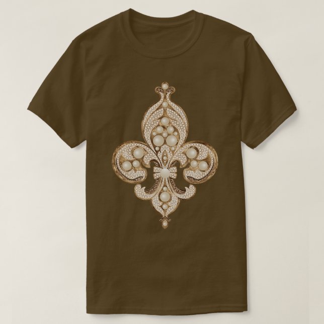 Fleurdelis lyxpärlor och guld-prydnadsväxter t shirt (Design framsida)