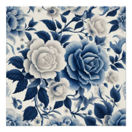 Fleurs bleue et blanches perfect poster