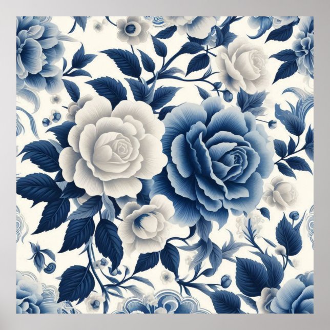 Fleurs bleue et blanches poster (Framsidan)